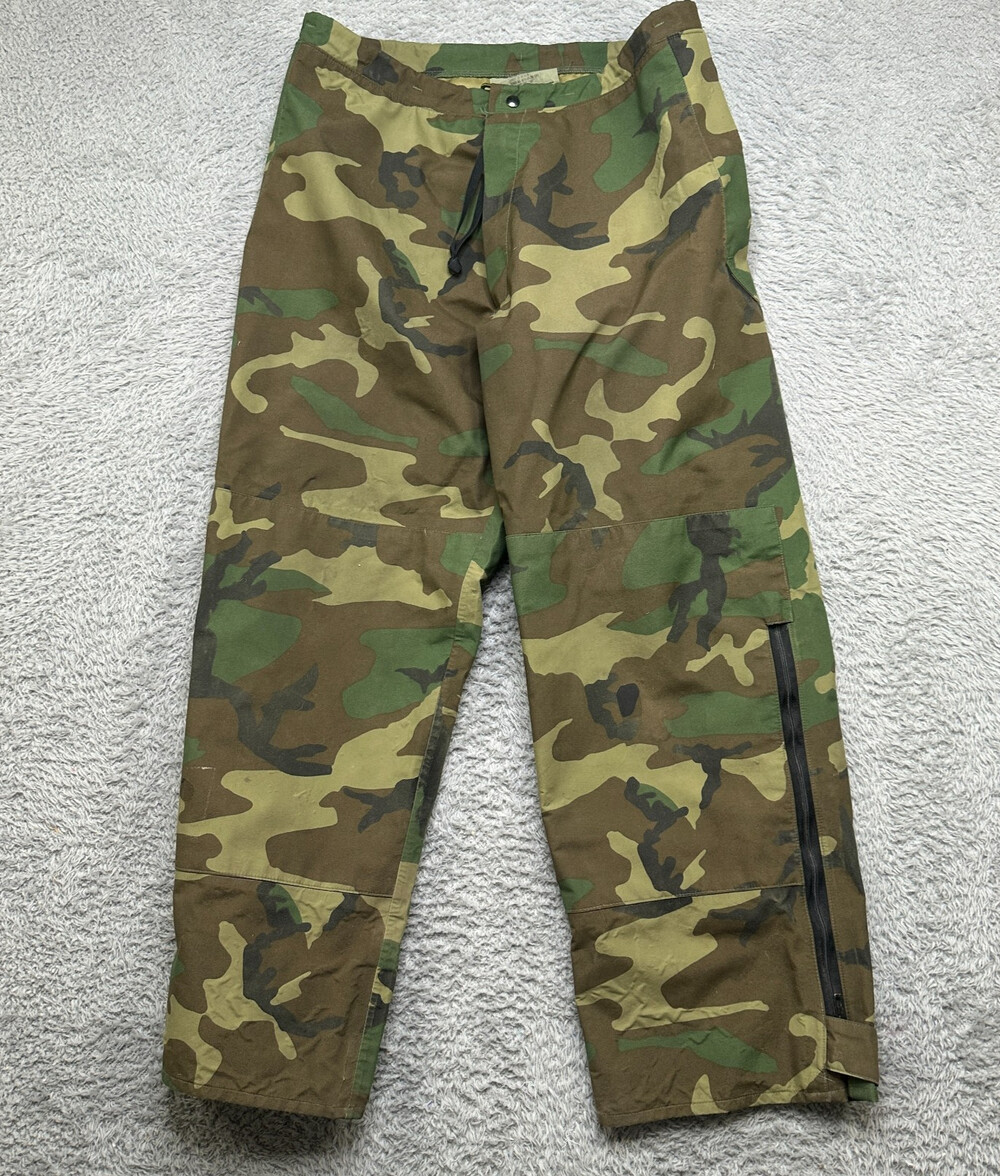 Vintage Army Gore-Tex Pants Mens Medium/Large Woodland Camo Rain Cold Weather